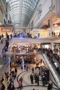 Christmas shopping in Toronto's Eaton Centre