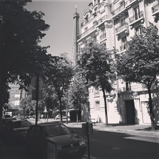 I took this picture when the Eiffel Tower appeared out of nowhere on my walk. I put it in black and white because it seemed more