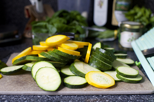 zucchini in thin slices