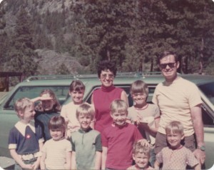 This is my family (plus two friends) on June 10, 1974. I'm the one with the braids in the front. Terri is behind me next to my mom. 