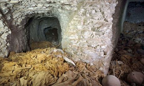 The entrance of the 11th-dynasty tomb found by Spanish archaeologists,
