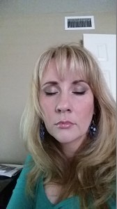 My attempt at a small cat eye. I'm still not brave enough for a longer one. But after 5 long stares from my hubby...I might reconsider. :-)