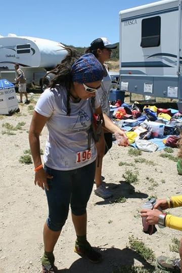 Me trying to talk Shacky into leaving the aid station
