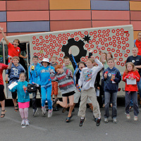 The Sparktruck on the road.