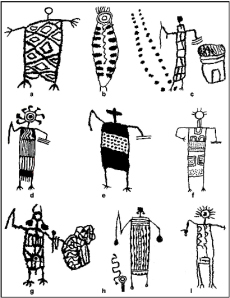 Patterned body anthromorphs, Coso Range, CA