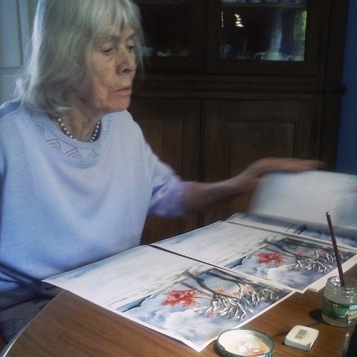 Roswit Balke, my grandmother, working on my beautiful cover.