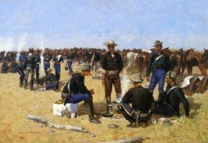 Cavalrymans breakfast on the plains, by Frederick Remington