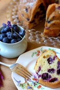 orange blossom honey cake with blueberries