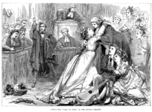 A scene from Trial By Jury as illustrated in the magazine Illustrated Sporting & Dramatic News of 1 May 1875