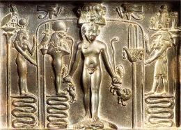 Isis & Thoth (far left and right) aid Horus on the famous Metternich Stele