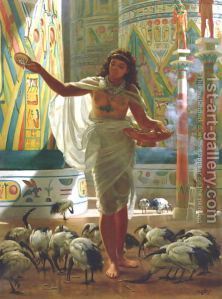 Edward John Poynter:Feeding the Sacred Ibis in the Halls of Karnac