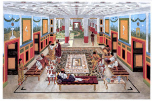 Artist's reconstruction of a villa in rebuilt Sepphoris