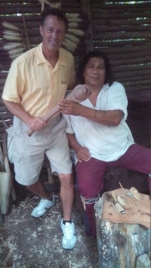 This is seventh generation Cherokee craftsman, Bruce Reed. The war club is a replica from the Cherokee Trilogy novels. It was a pleasure to hold it as it nears completion.