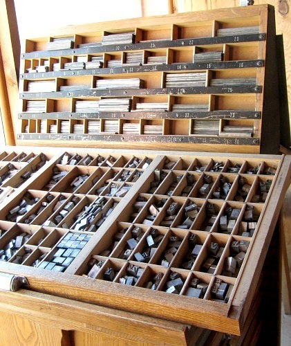 Letter block storage cabinet