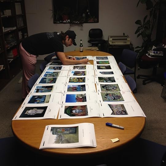 Designer Steven Mosier working on the color proofs