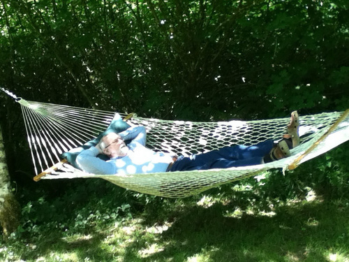 Kyle relaxing in his hammock