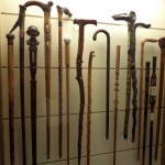 One of three cases of hand-carved canes