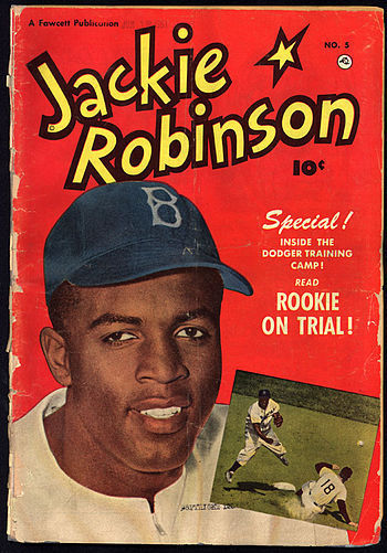 Front cover of Jackie Robinson comic book (iss...