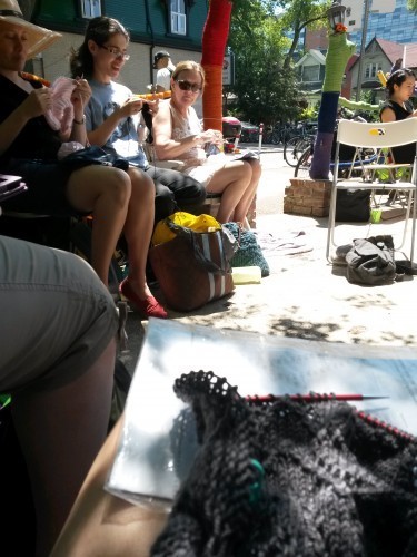 In the great outdoors, outside Lettuce Knit.