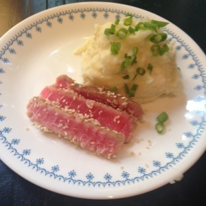 Seared tuna with wasabi mashed potatoes
