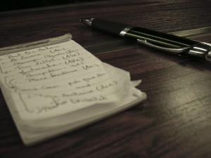 writing pad and pen