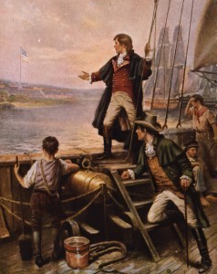 Francis Scott Key watches the bombardment of Fort McHenry in 1814. Prints and Photographs Division. 