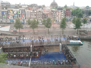 Three story bike parking garage in Amsterdam.