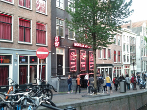 The Red Light District in Amsterdam.