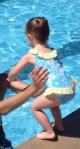 New swim class - no more Daddy and me. 'lil q is all grown up and on her own with just the instructor.