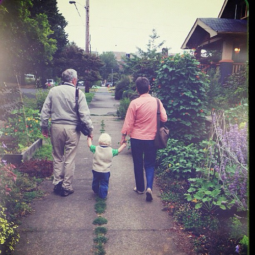 Gran Gran and Opa are here for a visit and True is quite happy about that.