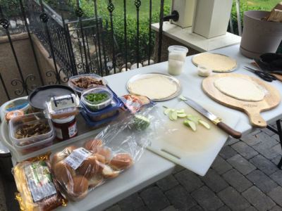 The topping ingredients: everything from Peking duck and sausages to apple slices and walnuts.