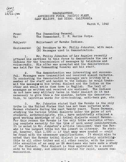1942 letter about code talkers