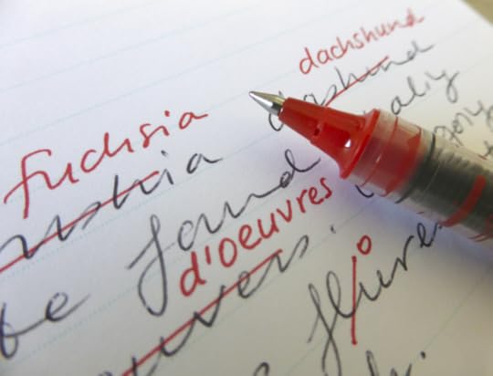 handwriting corrected with red ink