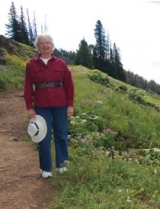 Janet Chapple on Mount Washburn