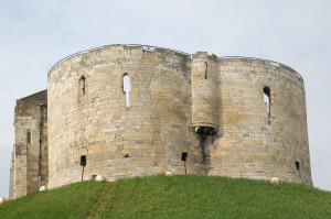 Clifford's Tower in York, site of a notorious massacre of Jews in 1190