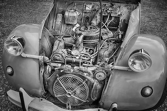 Deux Chevaux Engine (black and white) © Harold Davis