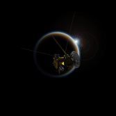 Artist's concept of Casini studying Titan