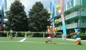 Displays with Disney characters like this one can be found throughout the Value resorts.