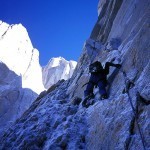 Approaching the north face of Aguja Poincenot in Patagonia