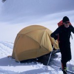 Relocating basecamp on the Cul-de-Sac Glacier in the Kichatna Spires