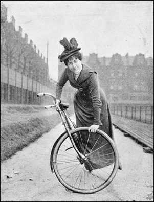 This is one of the simpler stunts but I love how the rider is looking directly into the camera. It feels very modern, despite her hat and long skirt.