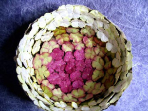 Inside view of blossom-coated bowl.
