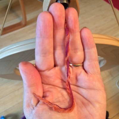 Control yarn spiraled around working yarn.