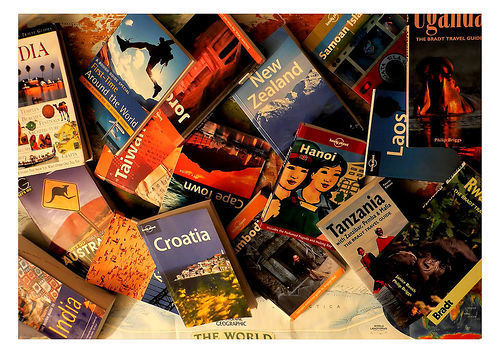 Various travel guidebooks.
