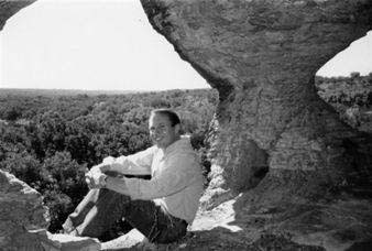 Scott Zesch at the cave where Adolph Korn spent his last days.