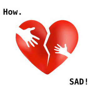 Broken heart with hands of adult and child isolated on white background