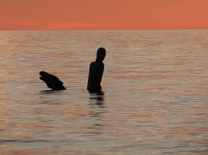 Statue of CY O Connor and his horse in the Indian Ocean at CY O Connor beach