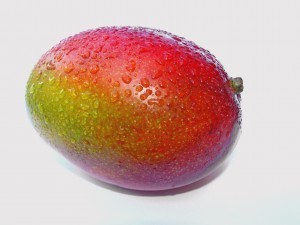 Ripe Mango. I pick the ones that have a pretty raspberry orange and green color on the skin, and that have a little give. Then I know they are ripe.
