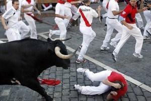 In the running of the bulls, people run, bulls run, and then the bulls are killed in the afternoon.© Washington Post