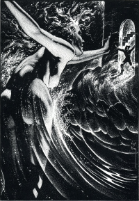 1953 Fantastic, Virgil Finlay, Poe Lighthouse A